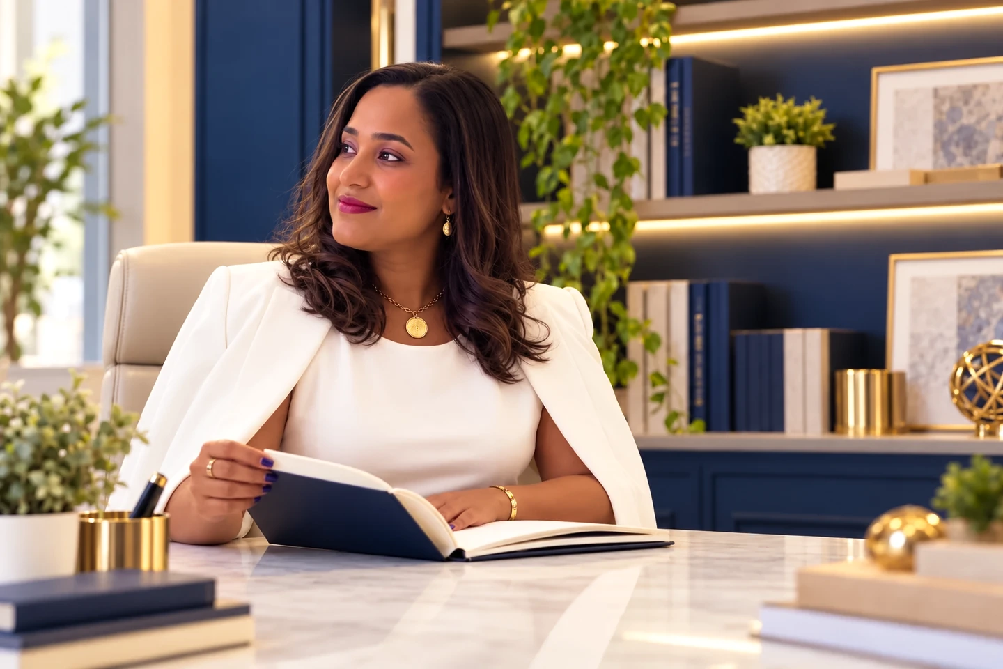 Janaina Santos em uma composição de leitura e preparação